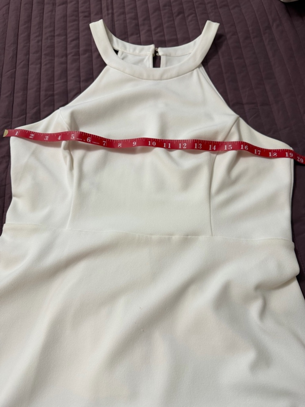 Guess White Halter Mini Dress with Textured Ruffle Hem - Picture 7 of 11
